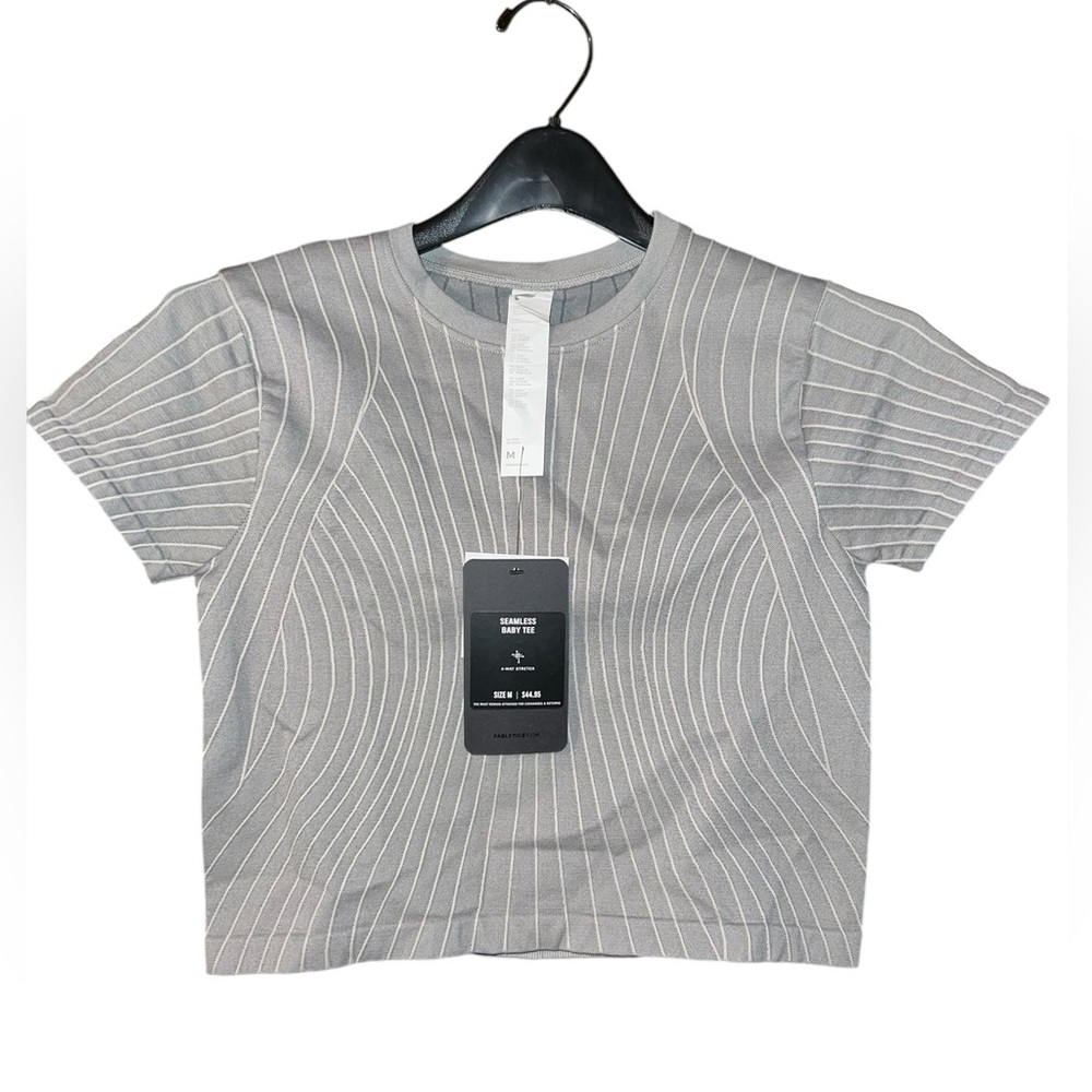 Fabletics Gray Seamless Baby Tee New
